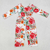 LR1837 long sleeve floral  jumpsuit