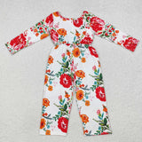 LR1837 long sleeve floral  jumpsuit