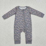LR1603  long sleeves floral bamboo zip sleeper
