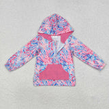 GT0745 long sleeve floral pink girls hoodies