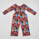 LR1836 long sleeve floral  jumpsuit