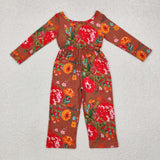 LR1834  long sleeve floral  jumpsuit