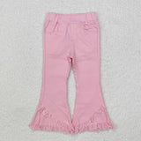 P0463 pink tassel girls jeans