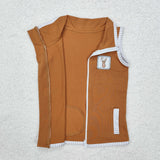 BT0855 hunting deer embroidery borwn vest