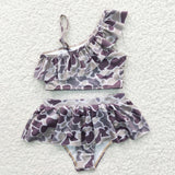 Family Matching Adult Baby girls purple camo swimwear