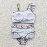 Family Matching Adult Baby girls purple camo swimwear