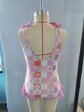 S0150-- smile and floral  One-piece swimsuit