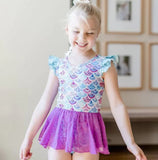 S0154--Fish scale purple One-piece swimsuit