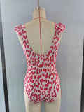 S0155--leopard pink One-piece swimsuit