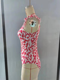 S0155--leopard pink One-piece swimsuit