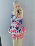S0156-- floral purple swimsuit