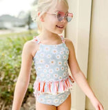 S0157-- daisy blue swimsuit