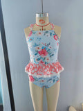S0159-- flower blue swimsuit