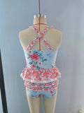 S0159-- flower blue swimsuit