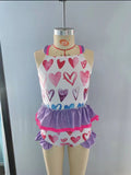 S0163--love purple swimsuit