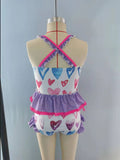 S0163--love purple swimsuit