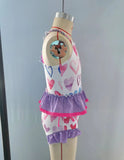 S0163--love purple swimsuit