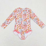 S0184-- floral blue swimsuit