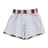 S0237--Brown stripe kids boy summer swim trunks