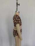 Short sleeves leopard 2 pcs girls summer swimsuit