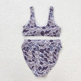 Family Matching Adult Baby girls purple camo swimwear