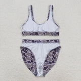 Family Matching Adult Baby girls purple camo swimwear