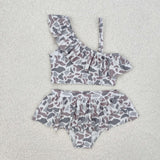 Family Matching Adult Baby girls grey camo swimwear