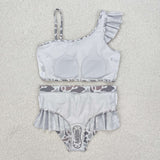 Family Matching Adult Baby girls grey camo swimwear