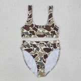 Family Matching Adult Baby girls green camo swimwear