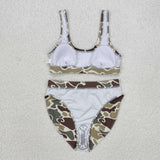 Family Matching Adult Baby girls green camo swimwear