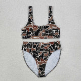 Family Matching Adult Baby girls brown camo swimwear