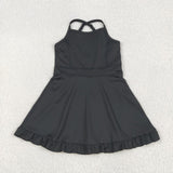 S0552 BLACK sleeveless baby girls summer swimsuit