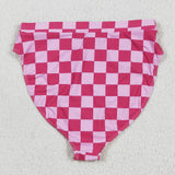 S0559 Adult women rose checkered swimsuit