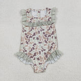 S0595 Baby girls camo floral swimsuit