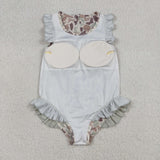 S0595 Baby girls camo floral swimsuit