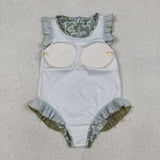 S0596 Baby girls camo floral swimsuit