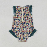 S0598 Baby girls camo floral swimsuit