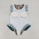 S0598 Baby girls camo floral swimsuit