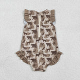 S0599 Baby girls deer bear floral swimsuit