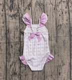 Pre-order sample S0643 Baby girls purple flower  swimsuit