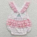 SR0564-- embroidered he is risen pink girls bubble