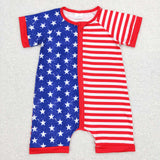 SR0673-- 4th July  girls romper