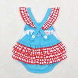 SR0683--embroidery i love mom blue girls bubble