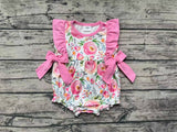 Pink ruffle floral baby girls spring summer romper