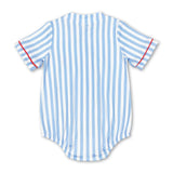 Matching Baby girls boys outfits baseball with blue stripes embroidery