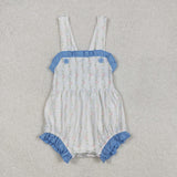 Straps light blue floral baby girls summer romper