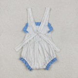 Straps light blue floral baby girls summer romper