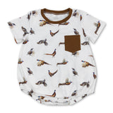 Family Matching Baby girls boys brown duck outfits romper