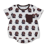 Family Matching Baby girls boys brown hunting dog duck outfits romper