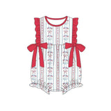 Sleeveless flag bow baby girls 4th of july romper